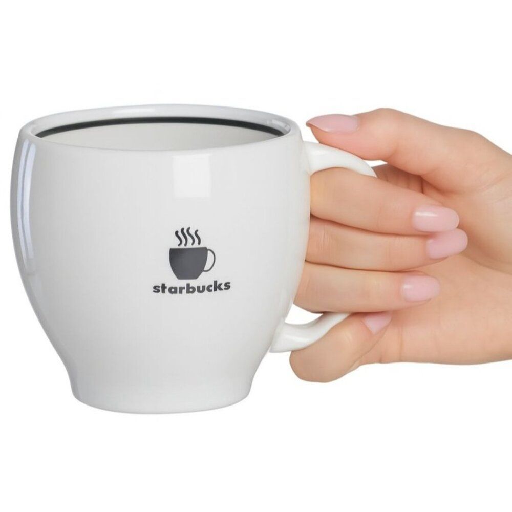 14 oz Starbucks Coffee Cup Mug 2004 Abby II Barista Steaming Logo Tall Ceramic
